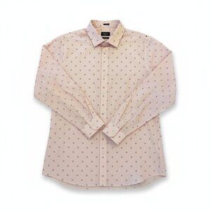 EXPRESS Extra Slim Light Pink Micro Stripe Button-Down Shirt Large